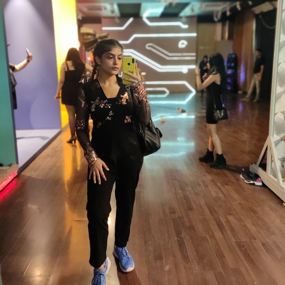 Pants - Black Jumpsuit with Net Sleeves